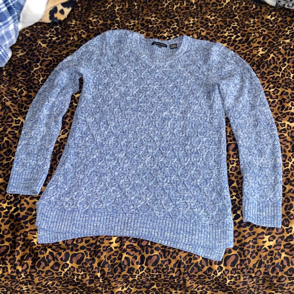 JEANNE PIERRE Light Blue Cable Knit Crewneck Sweater